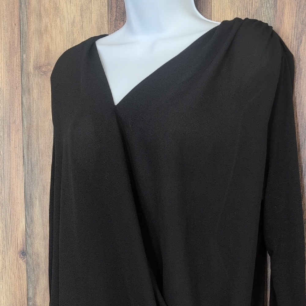 NWT BKE Red Buckle Black Wrap Blouse M                                      AA26